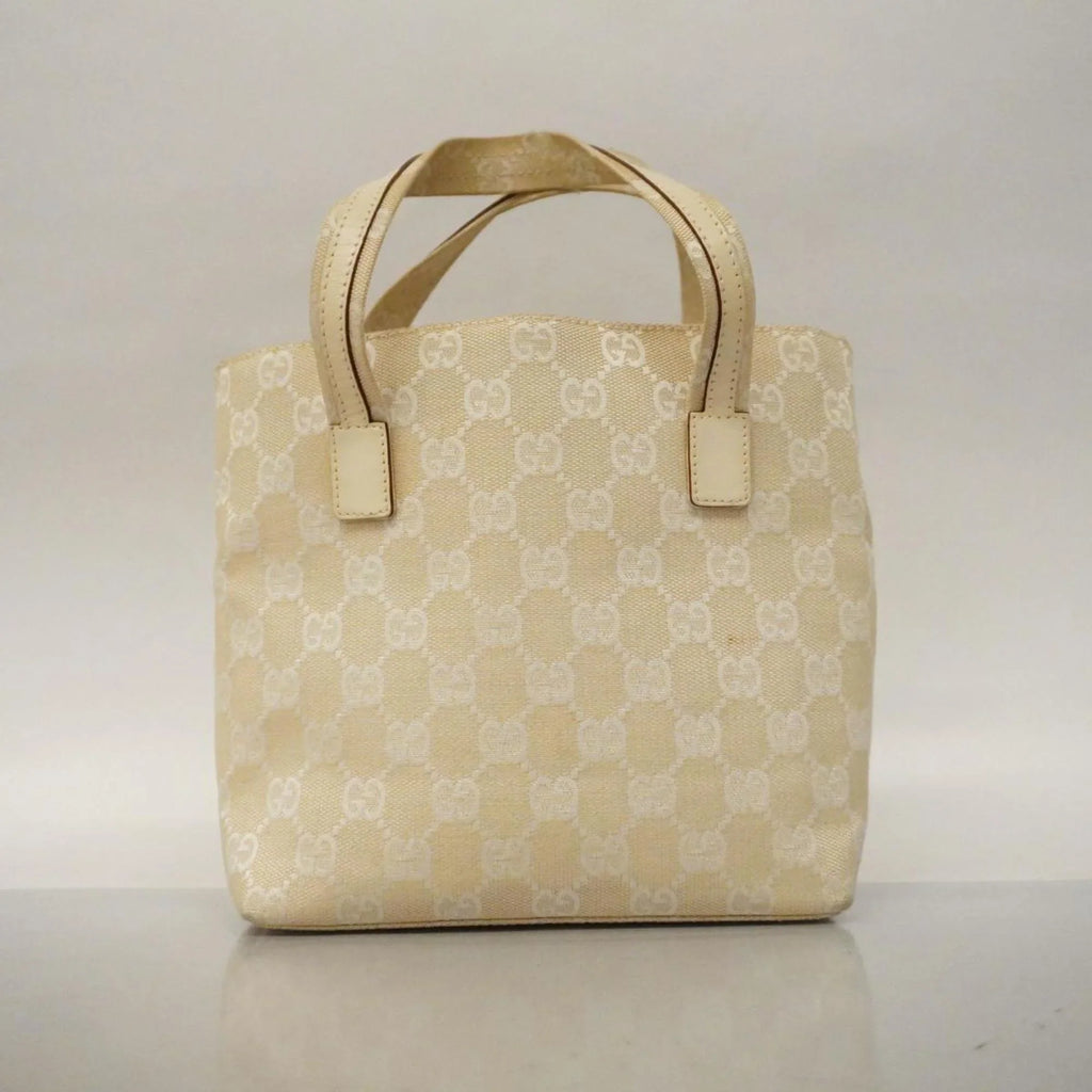 Canvas Leather Handbag Women's Pre-Owned GG Ivory 1079 Gucci (Good) 002