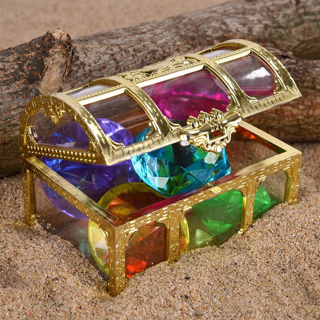 Throw Use with for Gem Diving Sets Underwater Dive Diamonds Toys Toy Set Swimming Gift Colorful (golden) Pirate Box Treasures Pool Big Summer Treasure 6