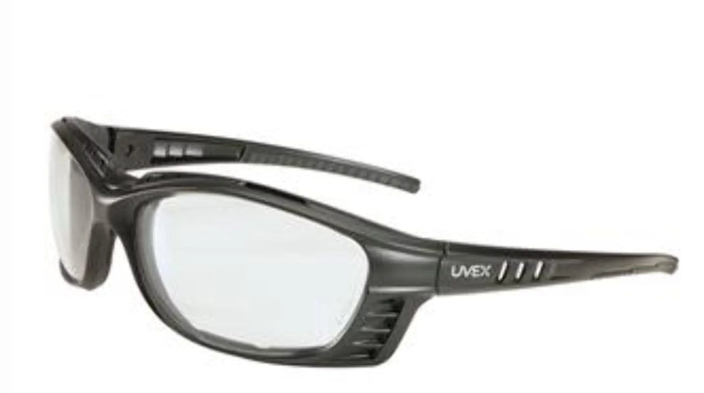 Glasses Frame Head With Safety HydroShield Black Uvex And Honeywell Matte Anti-Fog Livewire Lens by With Strap Expresso
