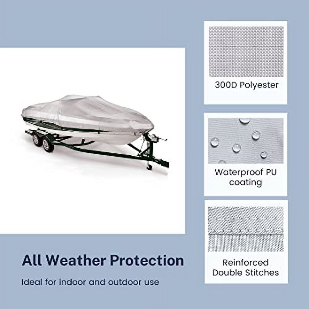 Waterproof Duty Pro-Style & 12ft-14ft to Heavy V-Hull Boats, Bass Savvycraft Long, Fish 12'-14', fits up Polyester Ski Beam 68" Marine Boat Cover Boats Grade Runabouts,