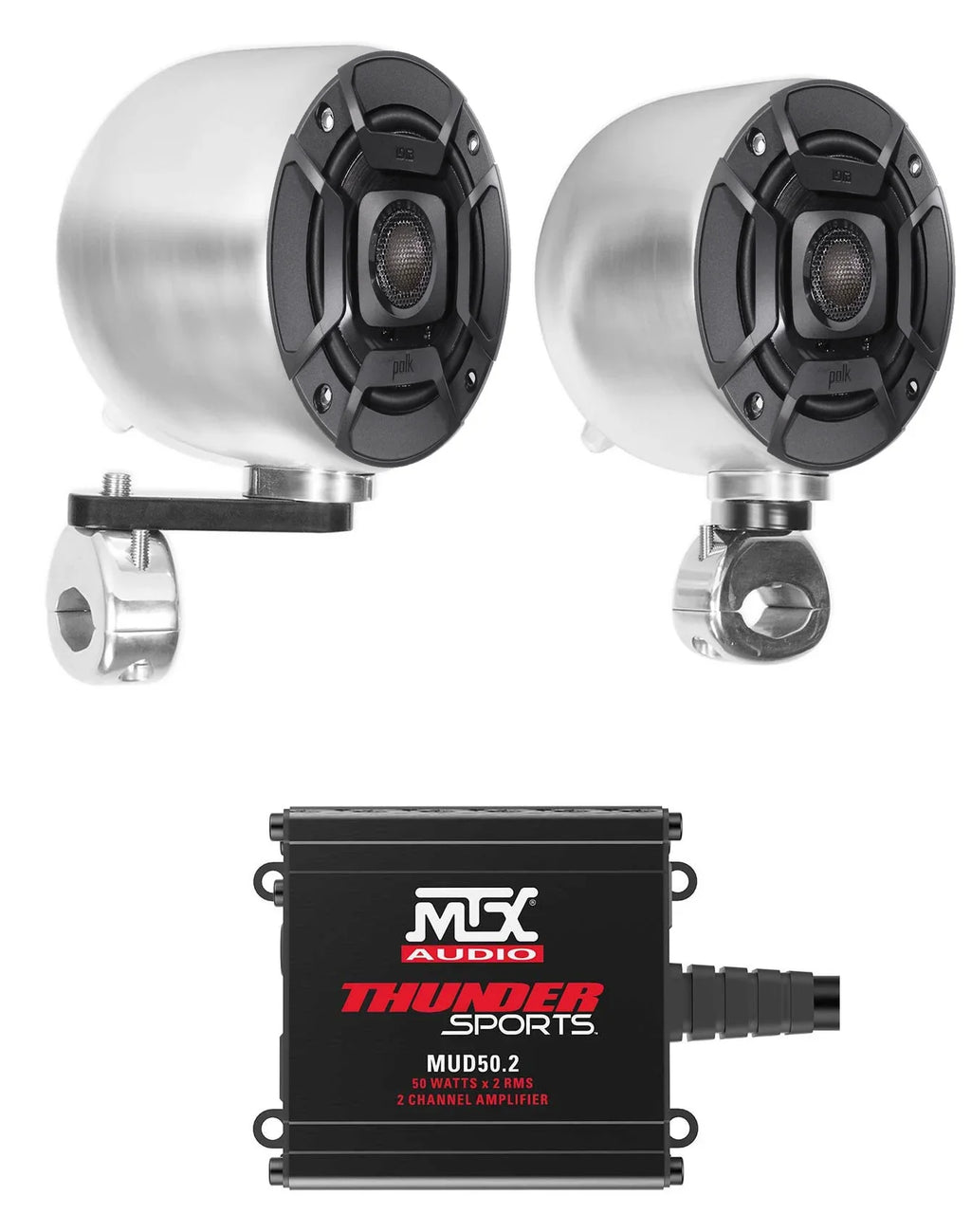 Speakers+MTX Tower (2) 2-Channel For Amp ATV/UTVCART 4" Chrome Polk Audio