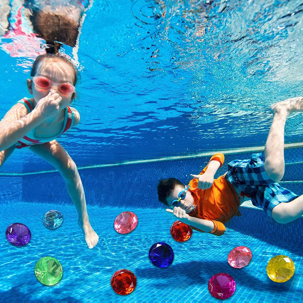 Throw Use with for Gem Diving Sets Underwater Dive Diamonds Toys Toy Set Swimming Gift Colorful (golden) Pirate Box Treasures Pool Big Summer Treasure 6