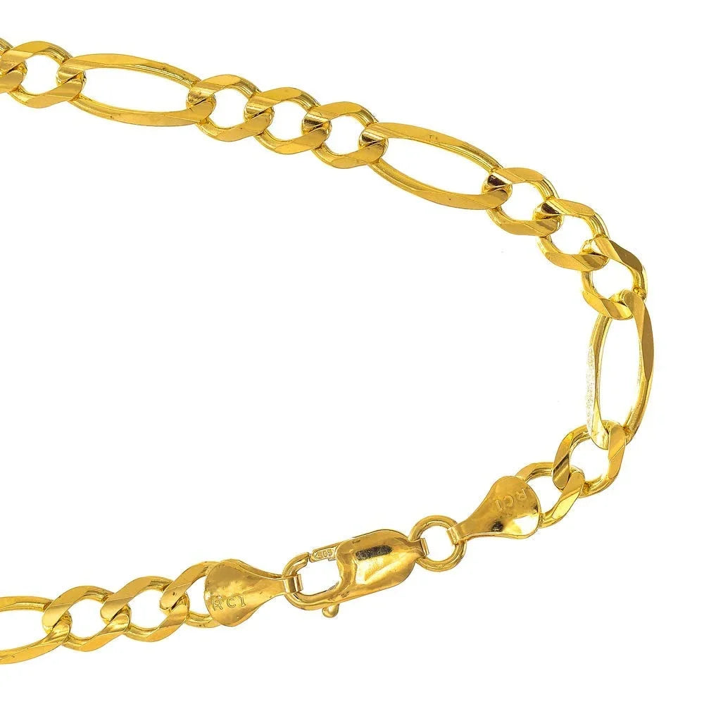 Inches, Bracelet 8.5 7.95 Claw 10k Lobster mm Yellow Gold 12.7gr. Solid Chain Figaro Clasp-