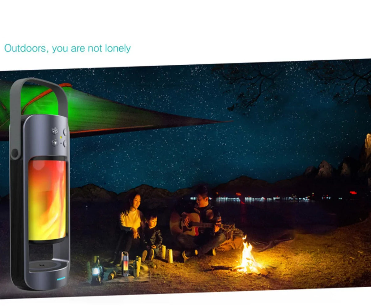 Speaker, Surround Stereo Flame Blufree Light IP68 Speaker Bluetooth Waterproof Portable Sport Wireless with Flame Speaker for Speaker,360° Outdoor Home, LED Sound Range Bluetooth 85FT
