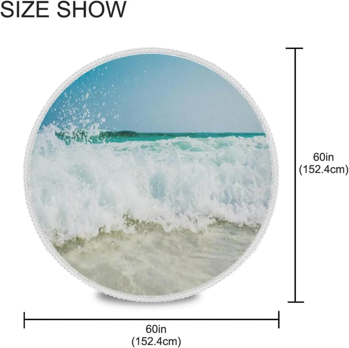 Sea Washable 60inch Wrinkle SKYSONIC Kitchen Tropical Wave Table Round for BBQ Tablecloth Dining Free, Lace Circular Decor Ocean Cover Summer Party Indoor
