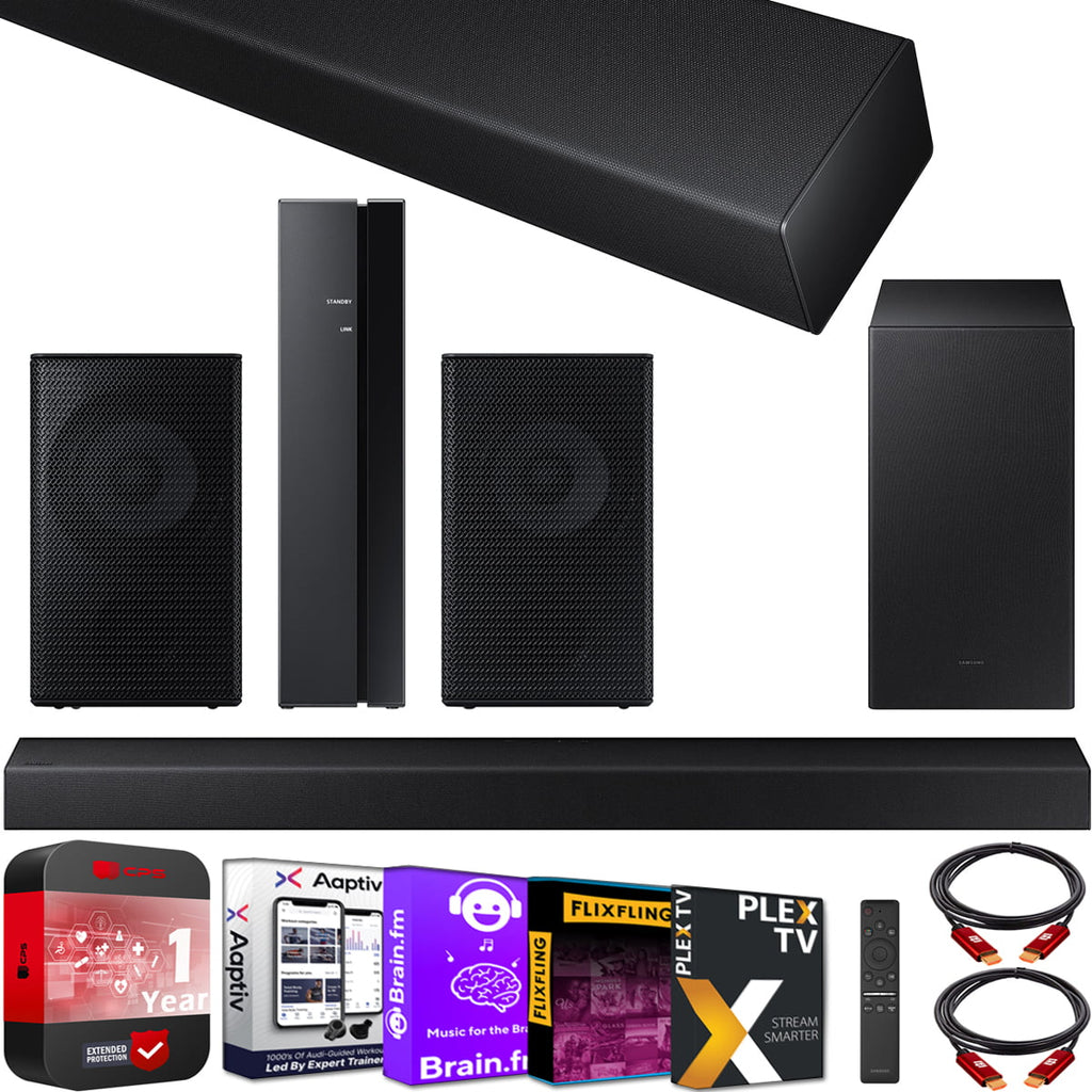 2.1ch Subwoofer Speaker HW-A450/ZA 2021 Deco Extended Soundbar + Kit 2ch Samsung Theater 4.1ch Coverage Surround HDMI Audio + Bundle + HW-A450 Home Swa-9100S Sound Rear 2 Dolby Cables Wireless Gear +