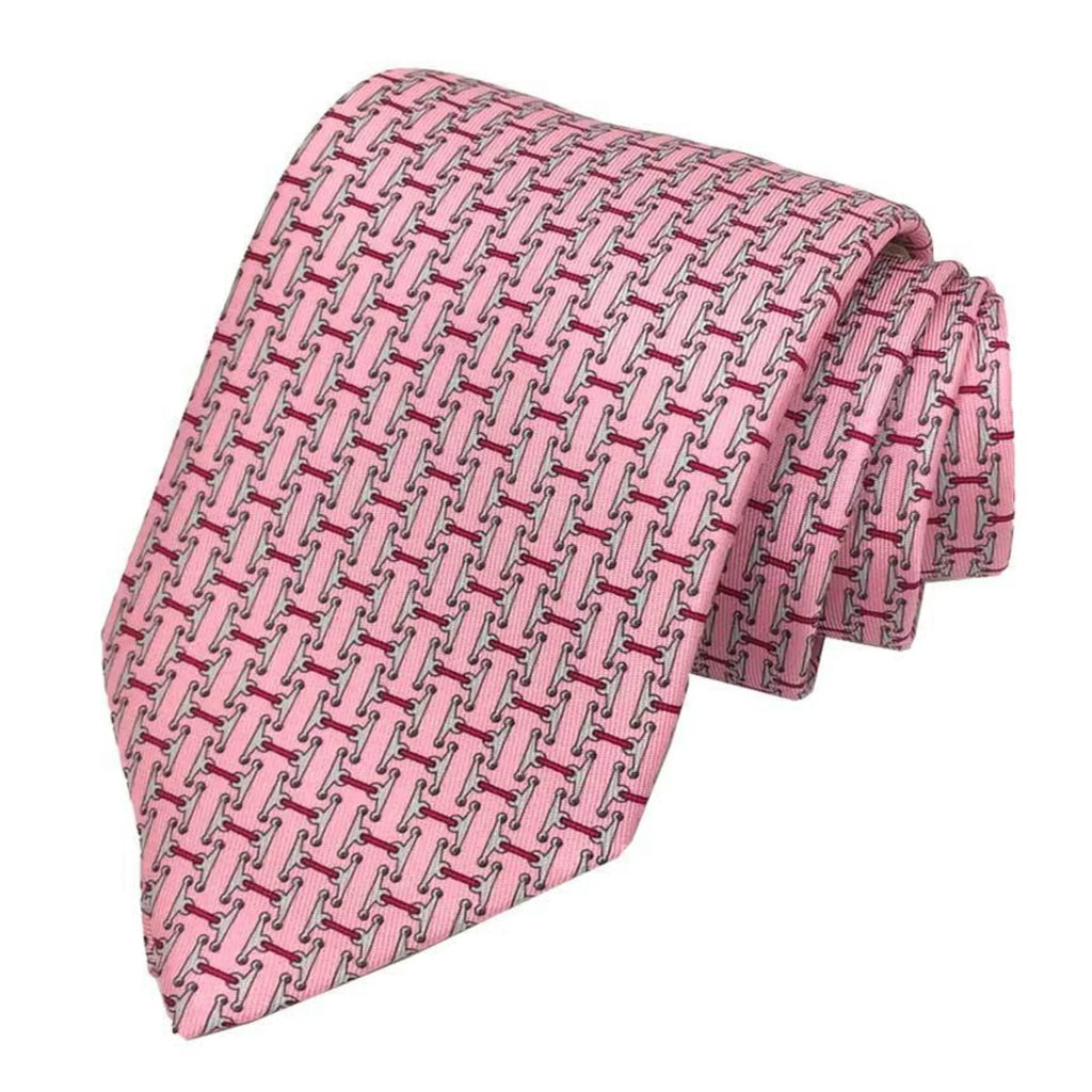 tie New) 8CM Horse TWILL Tie 606236T harness silk Hermes ROSE/GRIS/MAGENTA 21 twill Men's HTH2012 Pre-Owned HERMES AND CRAVATE (Like MORS Pink pattern