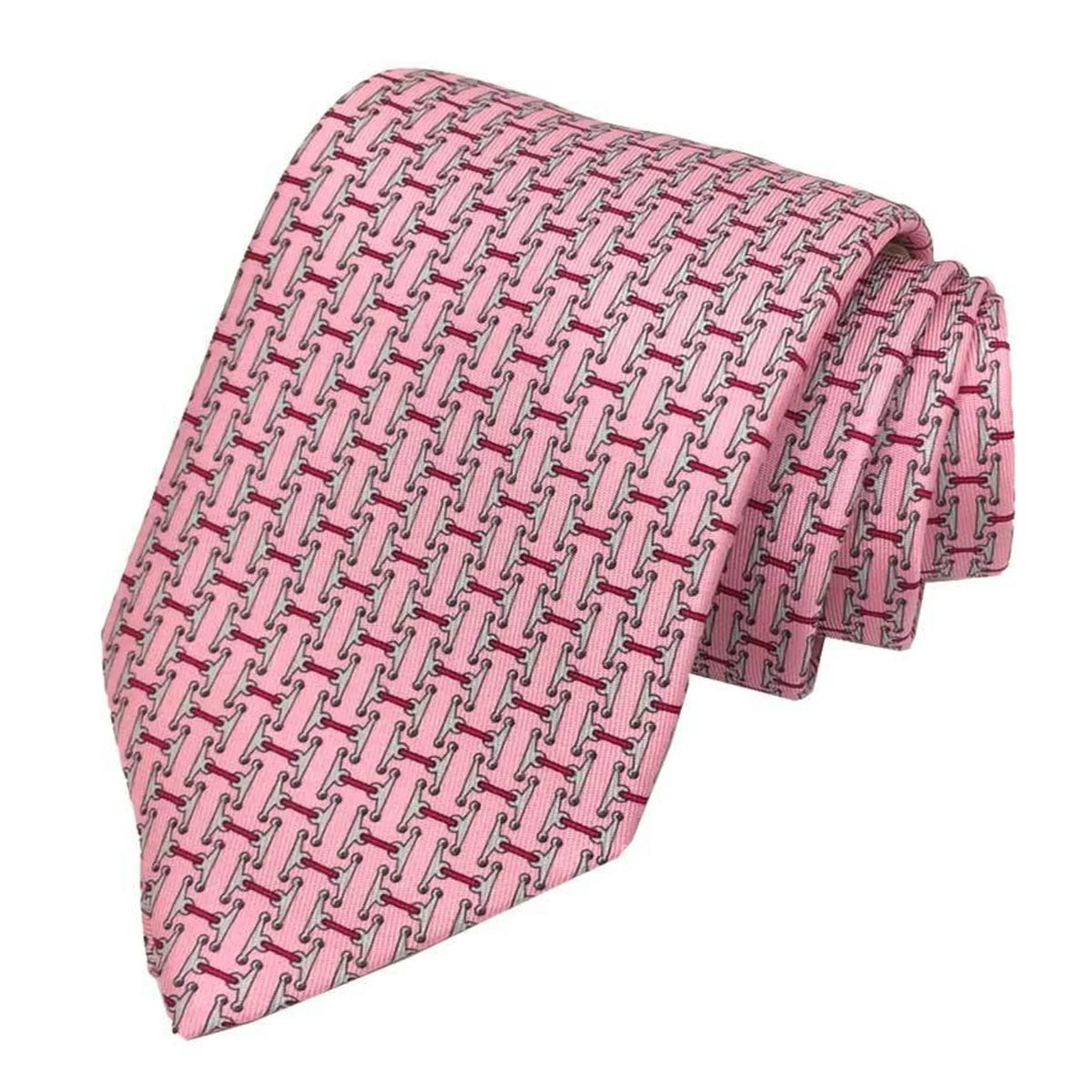 tie New) 8CM Horse TWILL Tie 606236T harness silk Hermes ROSE/GRIS/MAGENTA 21 twill Men's HTH2012 Pre-Owned HERMES AND CRAVATE (Like MORS Pink pattern