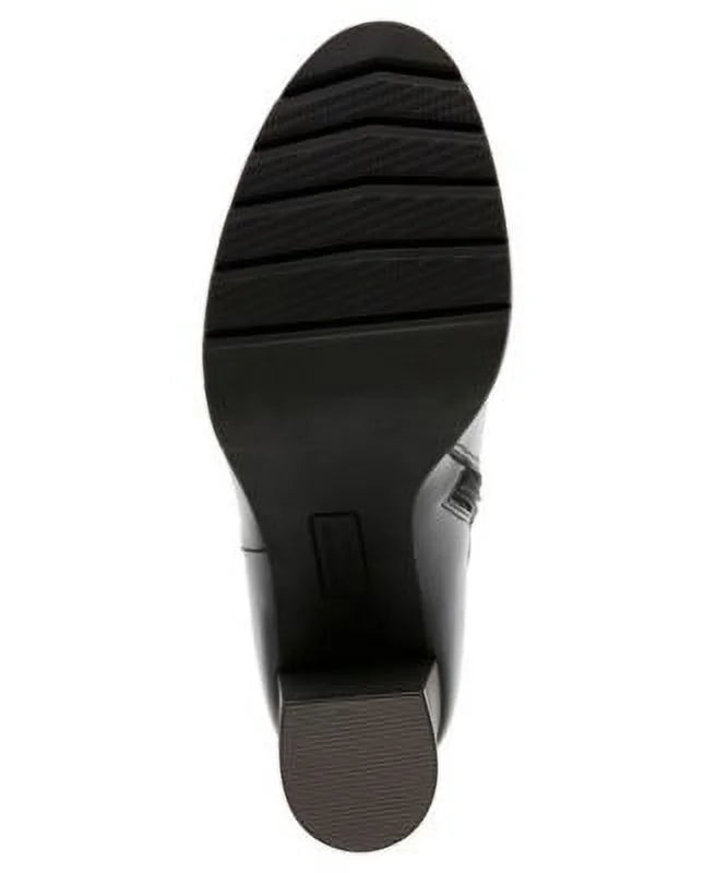 Womens Booties Heel Zip-Up M Block Round Dress Cushioned Toe KLEIN Heidi 6 ANNE Buckle Black Accent