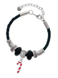7"+2" Coach Bead Red Leather Enamel Knot Jewelry Cane Bracelet, Celtic 3-D Silvertone Candy Delight Extender