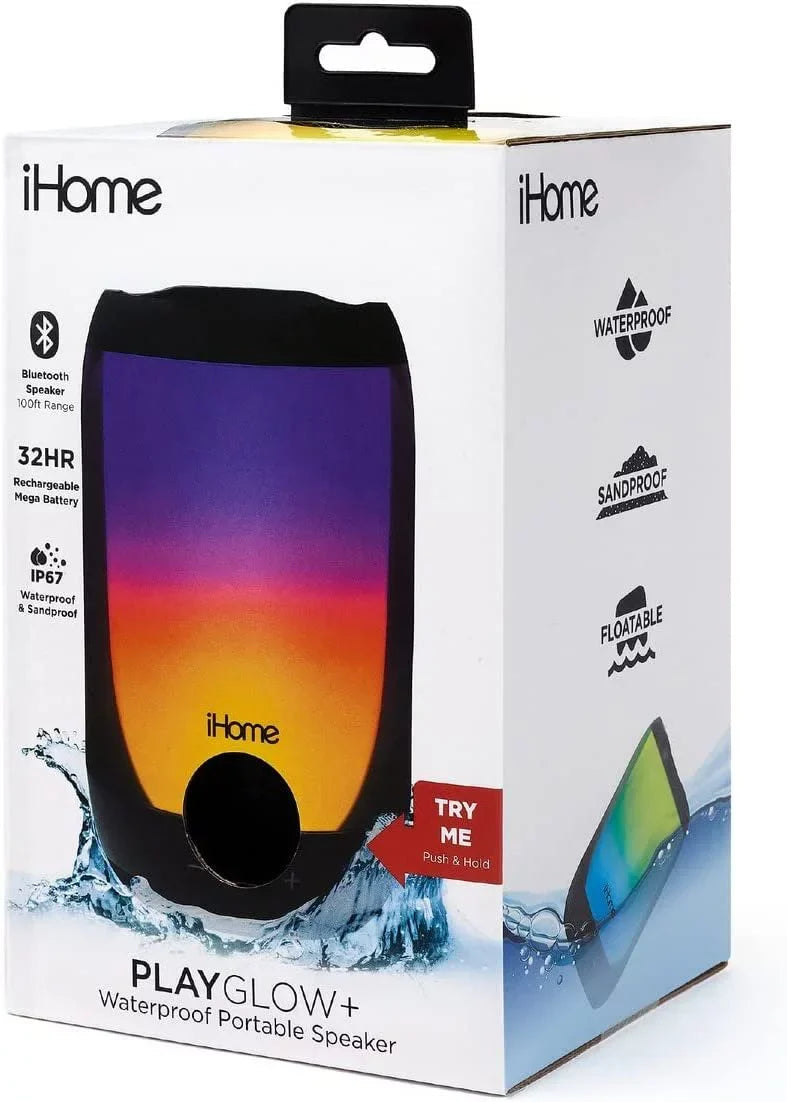 Waterproof iHome Speaker Bluetooth Speaker Lights, Portable Color-Changing with