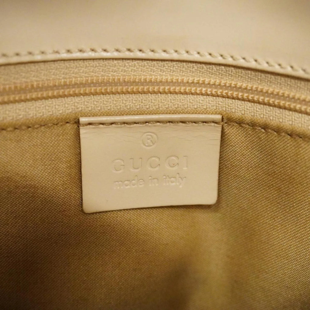 Canvas Leather Handbag Women's Pre-Owned GG Ivory 1079 Gucci (Good) 002