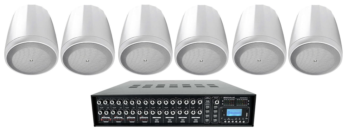 Commercial Speakers JBL Pendant Multi Amplifier+(6) Matrix White 4-Zone Source