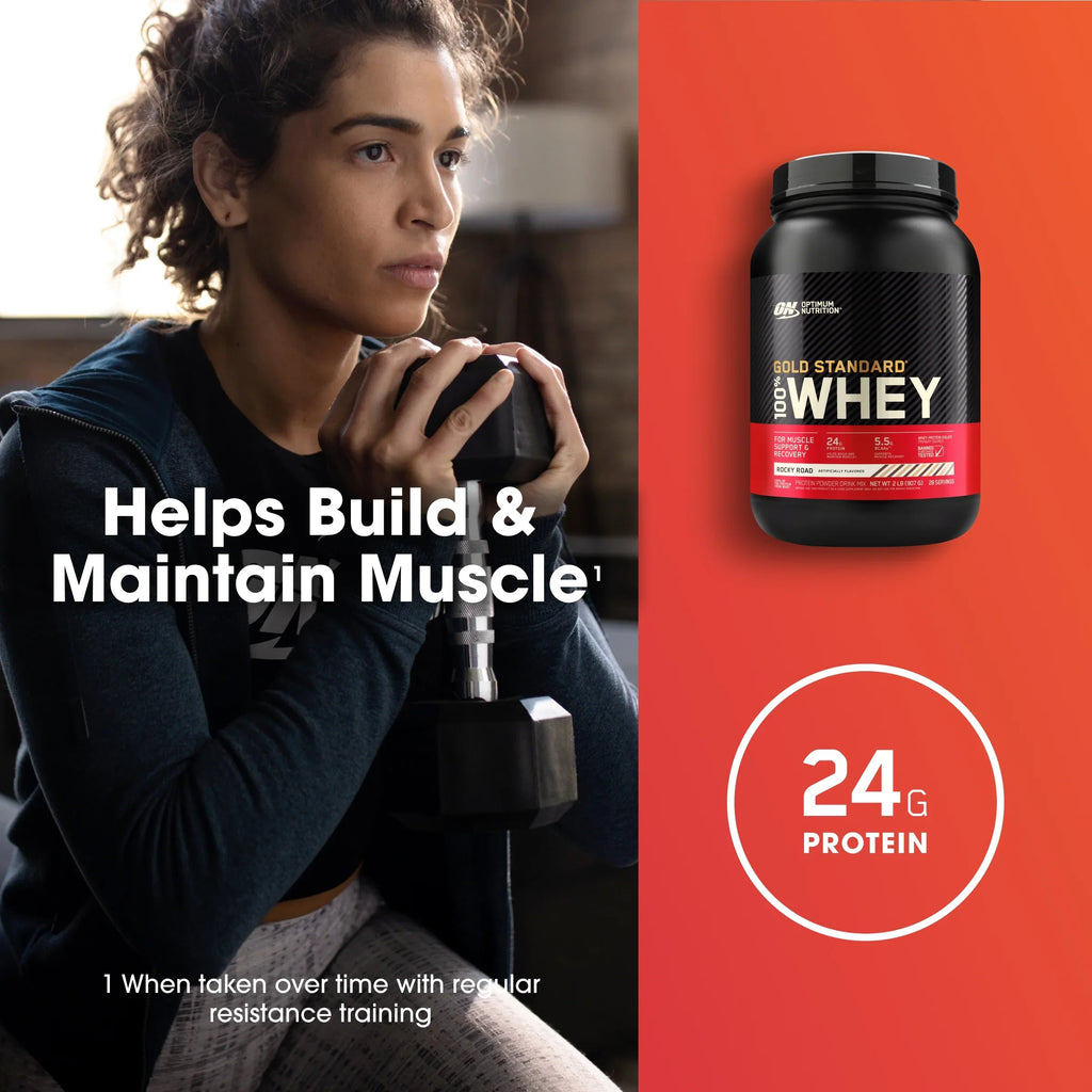 100% Standard Gold 28 Powder, Whey Road, Nutrition, 2 Servings Rocky lb, Optimum Protein