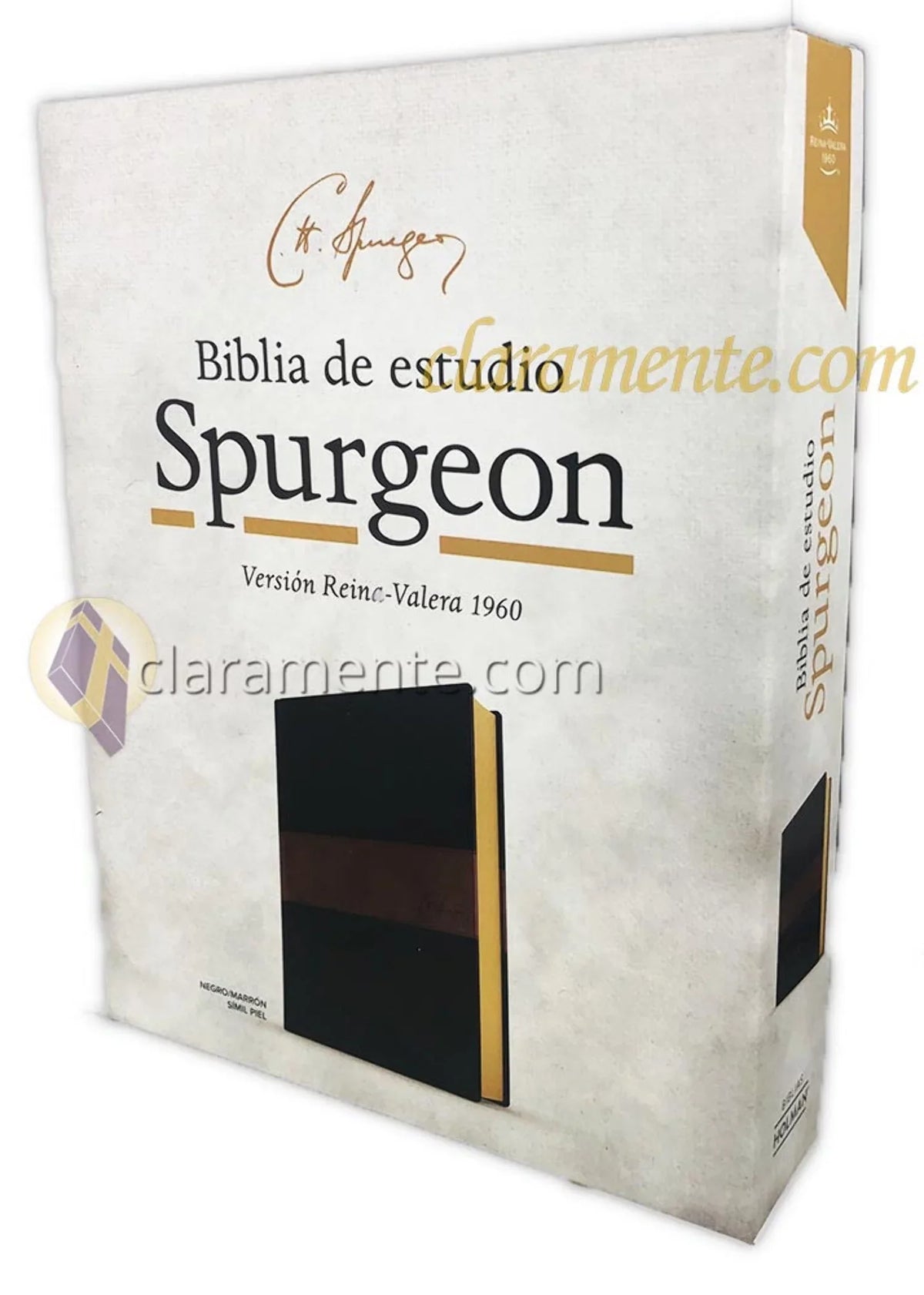 Spurgeon, Biblia piel negro/marrón 1960 RVR (Hardcover) símil estudio de
