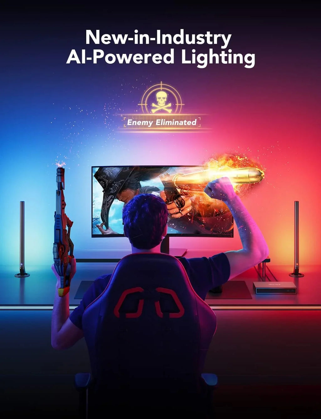 Google Bars inch HDMI Alexa, for 1 Assistant, Box Kit, Light AI Back Out 4K Light and with In LED 3 CEC, And Box, HDMI2.0 Gaming Monitor Monitors, Strip Works Light, Sync with Gaming RGBIC 27-34 Govee