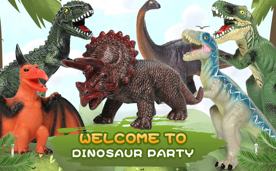 6 Inches Velociraptor Toys for Piece Lovers Favors, 13-17 Dinosaur Dinosaur Set and for T-Rex, Soft Large - Party Toddlers, Blue Dinosaur Toys Kids Gifts Perfect Birthday Jumbo Dinosaur