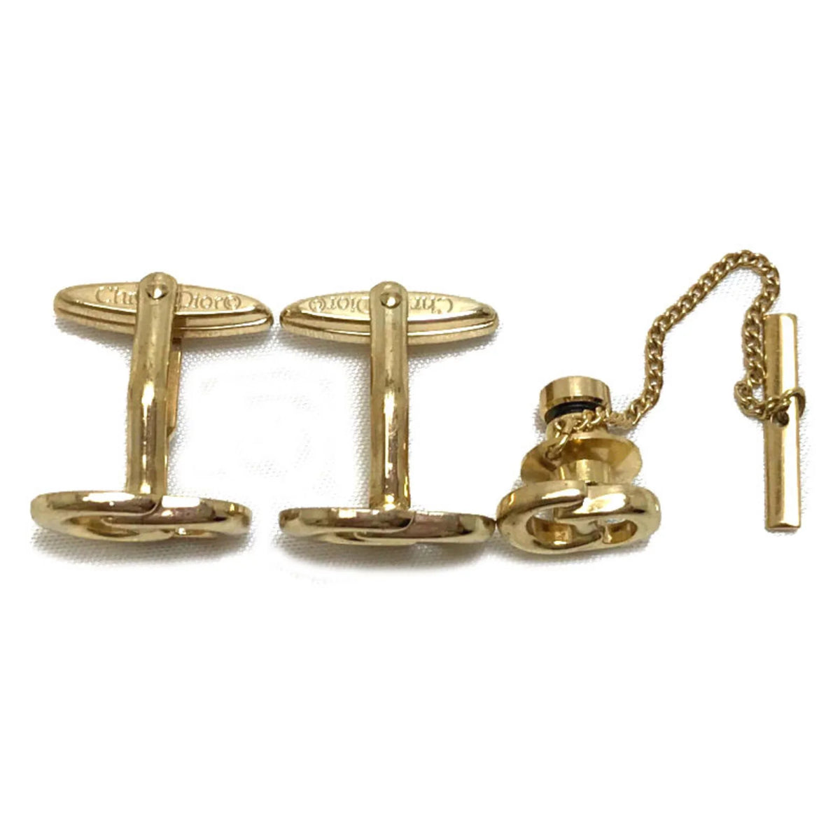 (Good) men cuff Dior gold set tack tie Christian Pre-Owned