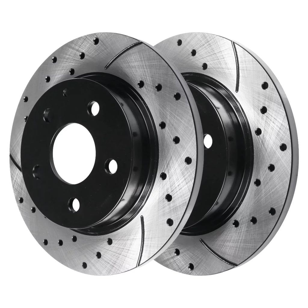Rear of Black Front 2.0L 2018 2022 2016 2021 BRKPK200 2.5L Slotted Drilled 2019 AutoShack and 2017 Brake AWD FWD 4 Mazda 2020 Rotors Set Replacement for CX-5