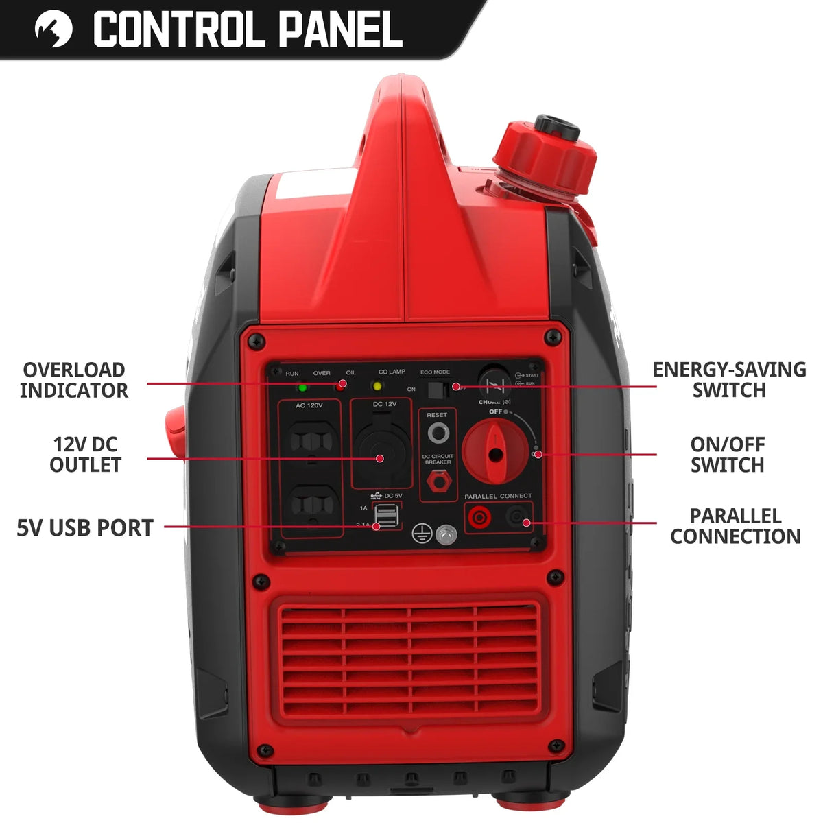 PowerSmart for Camping Gas 2500W Shutdown, Lightweight Inverter Oil Generator，Super Quiet，Low Portable Ultra