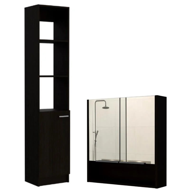 Square 2-Piece Cabinet Medicine & 63" One Set Linen Cabinet with Door Home