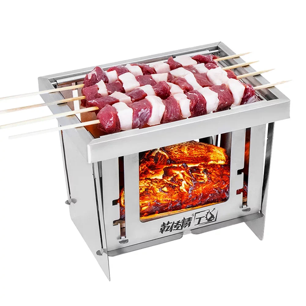 Picnic Stainless Park Use Steel Burning For MABOTO Camping Windproof Outdoor Folding Home Grill Tool Grill Portable BBQ Wood Camping