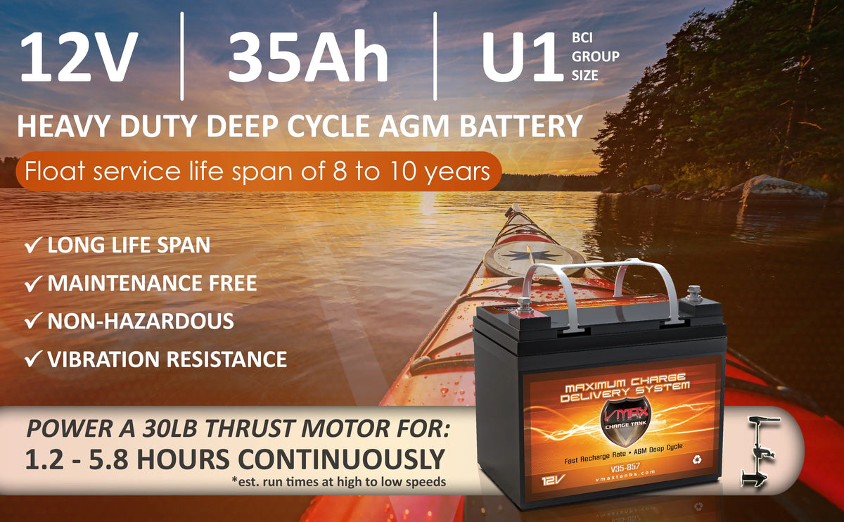 35AH V35-857 for Motorguide Battery Motor 40 Trolling Bulldog 12V Vmaxtanks U1