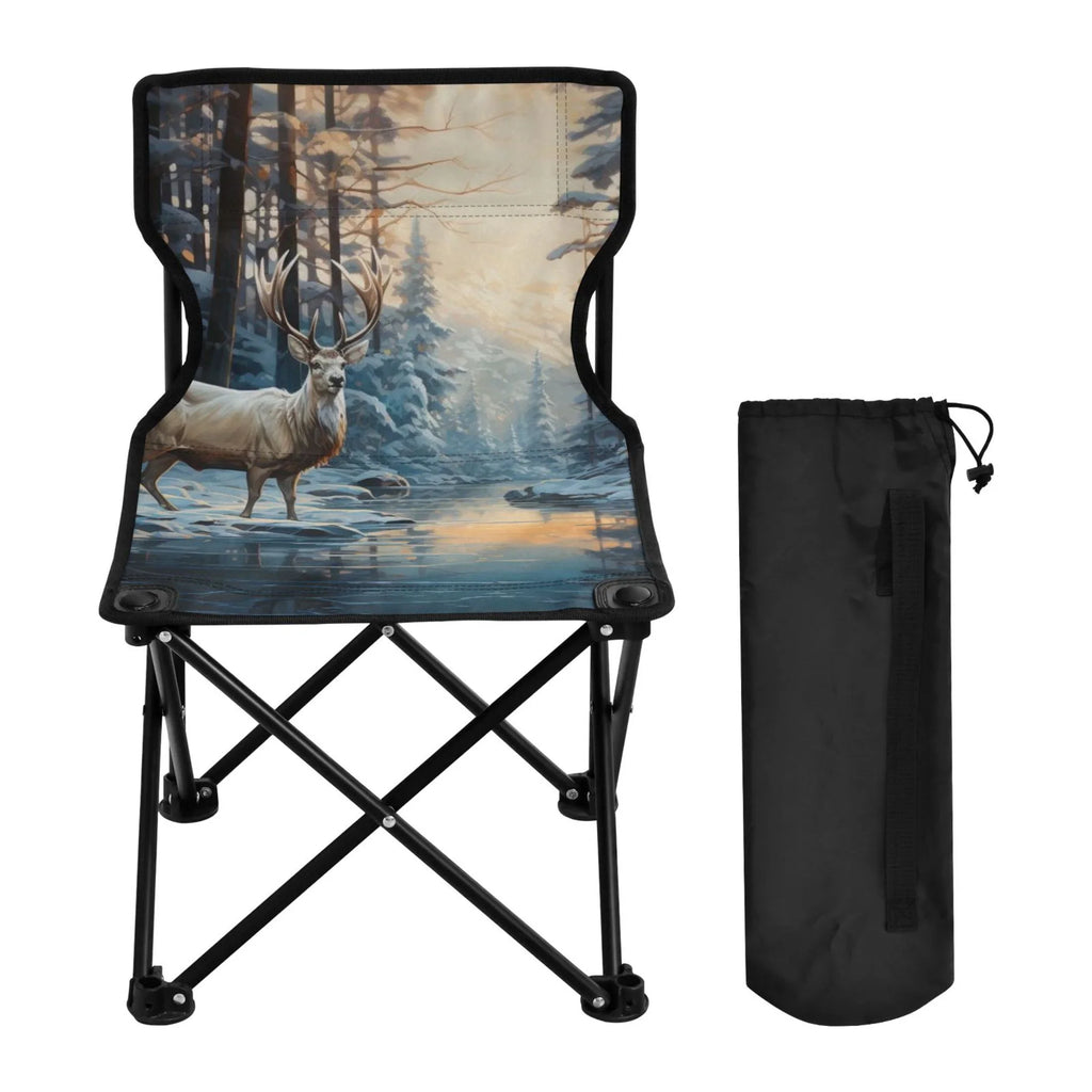 Chair Bag with Chair Folding Portable Beach in Forest Kids Lawn for Outdoor Winter Small Fishing Chair Carry Camping Chair Deer