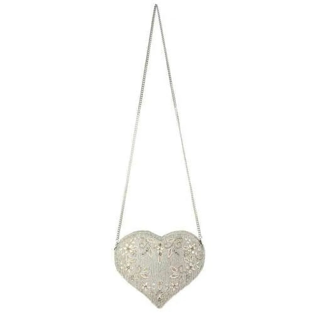 Crossbody Spark Handbag Love NEW Mary BAG of Beaded Heart spring Silver Frances