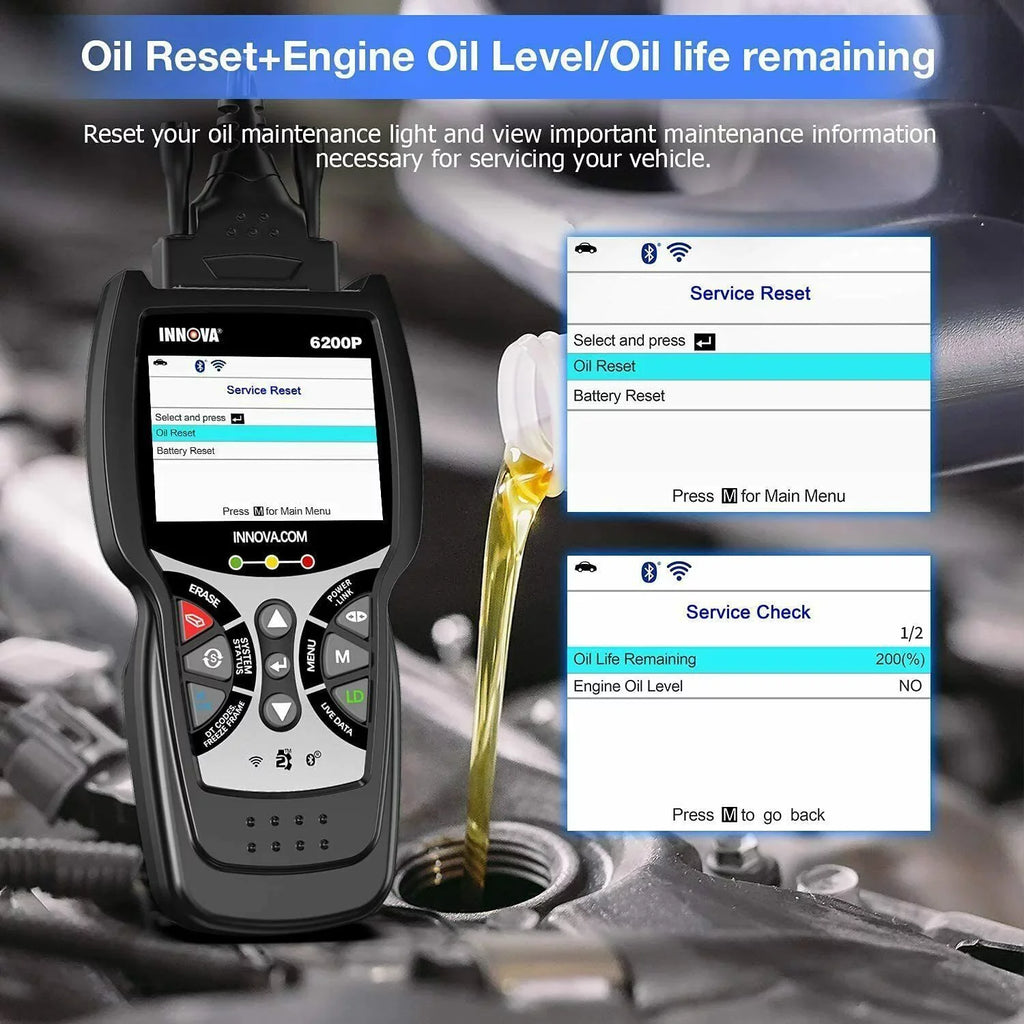 OBD2 Oil Scanner Bluettoth Reader INNOVA Diagnostic Registratio ABS Code 6200P Battery System Tool Full SRS