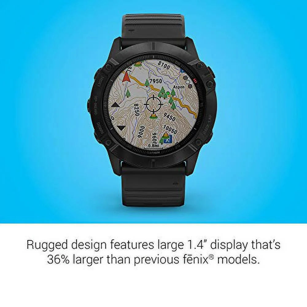 Ox Music, Black Sensors, Grade-Adjusted Pulse Pro, Watch, Garmin 6X and Premium Fenix Mapping, Multisport Guidance Pace Features GPS 010-02157-00
