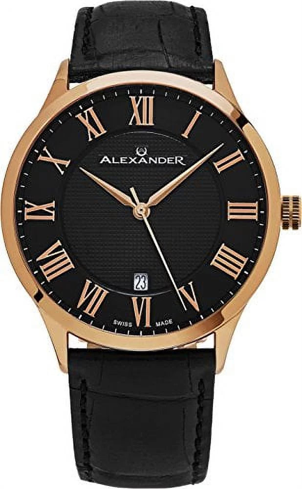 Gold Alexander Made Swiss Leather Rose A103-05 Watch Statesman Black Triumph