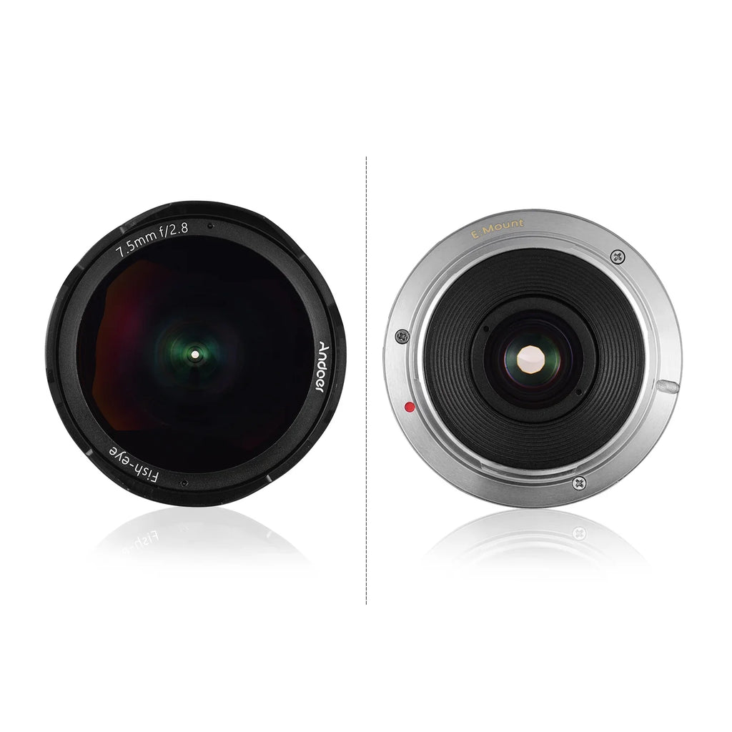 A6000 Ainn Fisheye Aperture Andoer Lens Manual E-mount lens,7.5mm Aps-c A6600 Camera E-mount F2.8 FrameLens F2.8 Compatible Wide 5100 Manual Lens Wide With A6100 Aperture 180° A6300 Camera