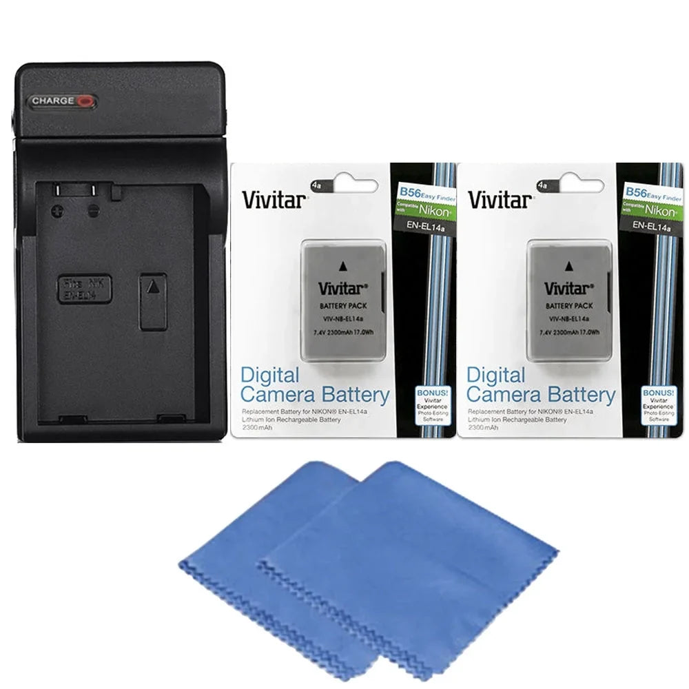 2X Nikon MH D5500 D3500 24 + 1 for 14 Battery D5300 Replacement Charger Vivitar D5600 ENEL D3400 D3300