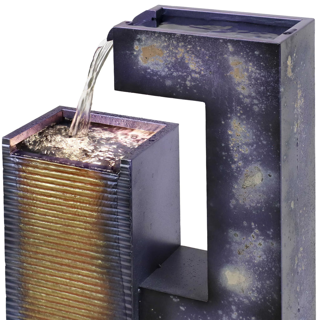 LED Metal Cascading Sunnydaze Outdoor Fountain - Tower with 32" Lights