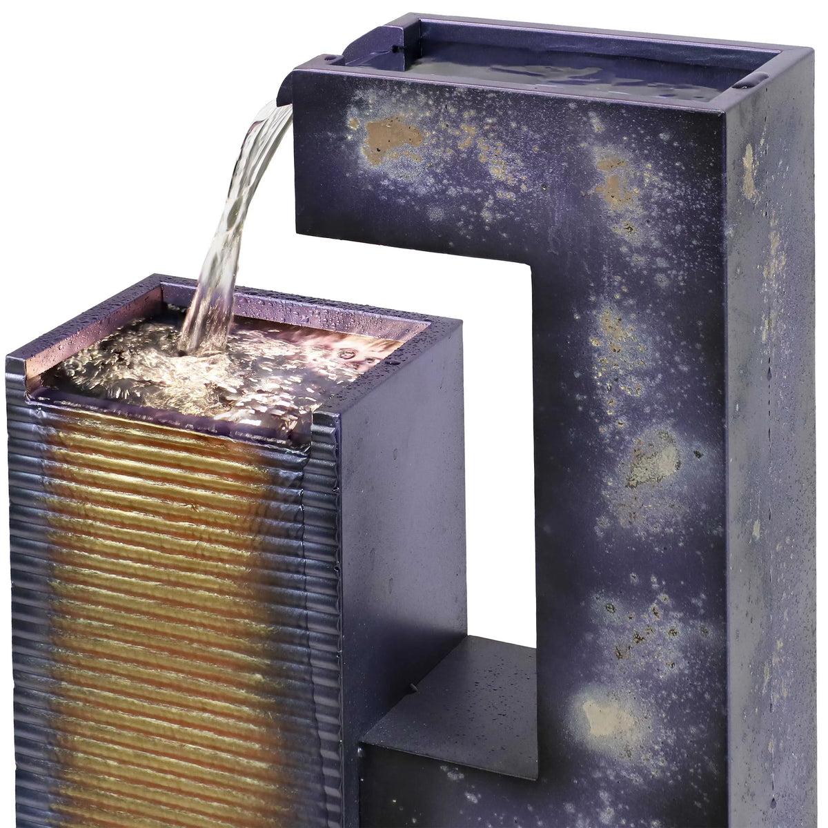 LED Metal Cascading Sunnydaze Outdoor Fountain - Tower with 32" Lights