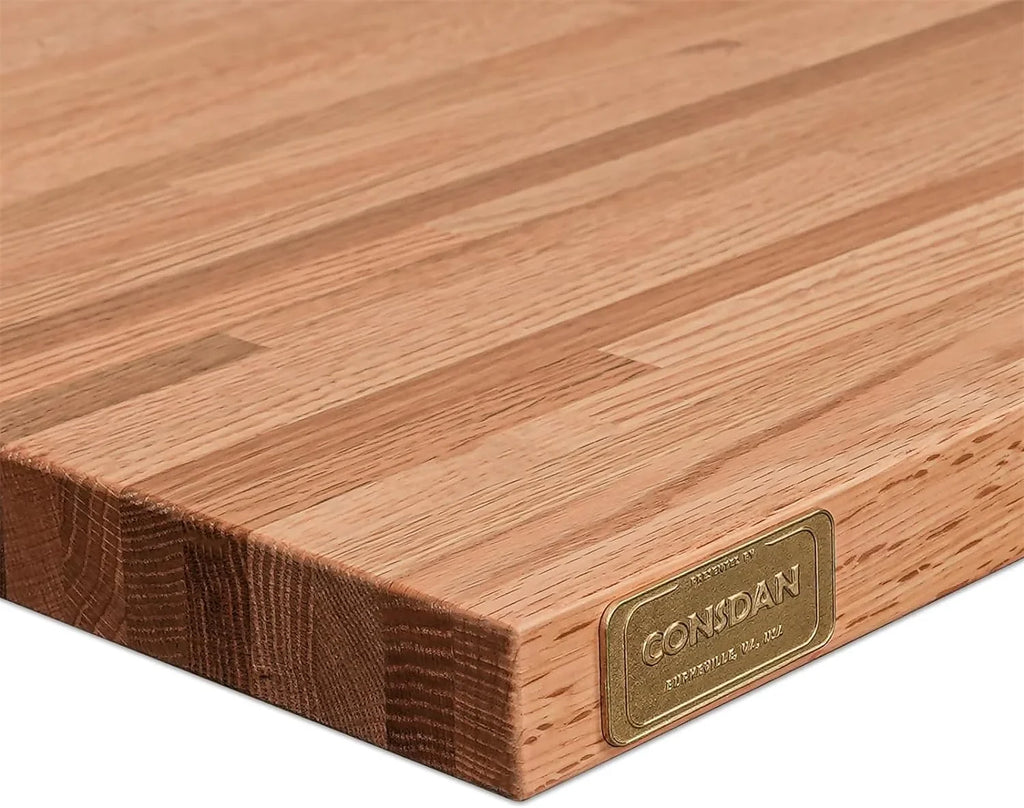 Prefinished Solid Thickness, 84" 1.5" Food-Safe With Slabs Counter W Top, Wood Countertop, For Oil, L Polished, X Hardwood Kitchen, Block Oak Reversible, Both Grown 25" Side Butcher