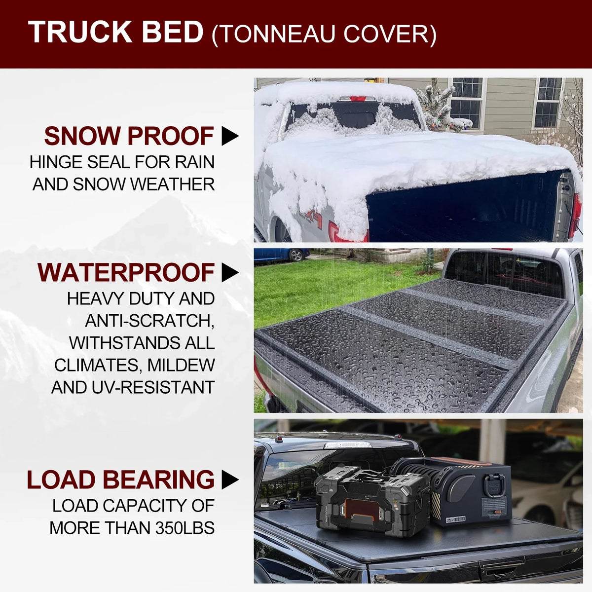 Professional Tri-Fold Deckrail 3500 System 6.4ft | 2500 FRP | Ram (74.6in) 2003-2024 Bed Bed Without Cover Kikito for Truck Hard & Rambox Tonneau 1500
