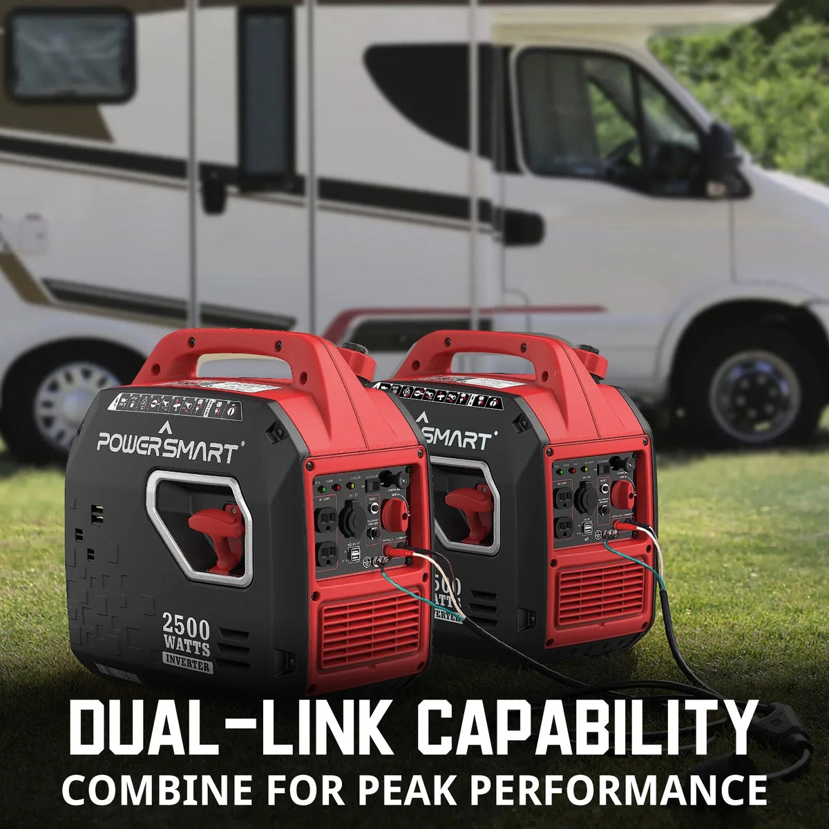 PowerSmart for Camping Gas 2500W Shutdown, Lightweight Inverter Oil Generator，Super Quiet，Low Portable Ultra