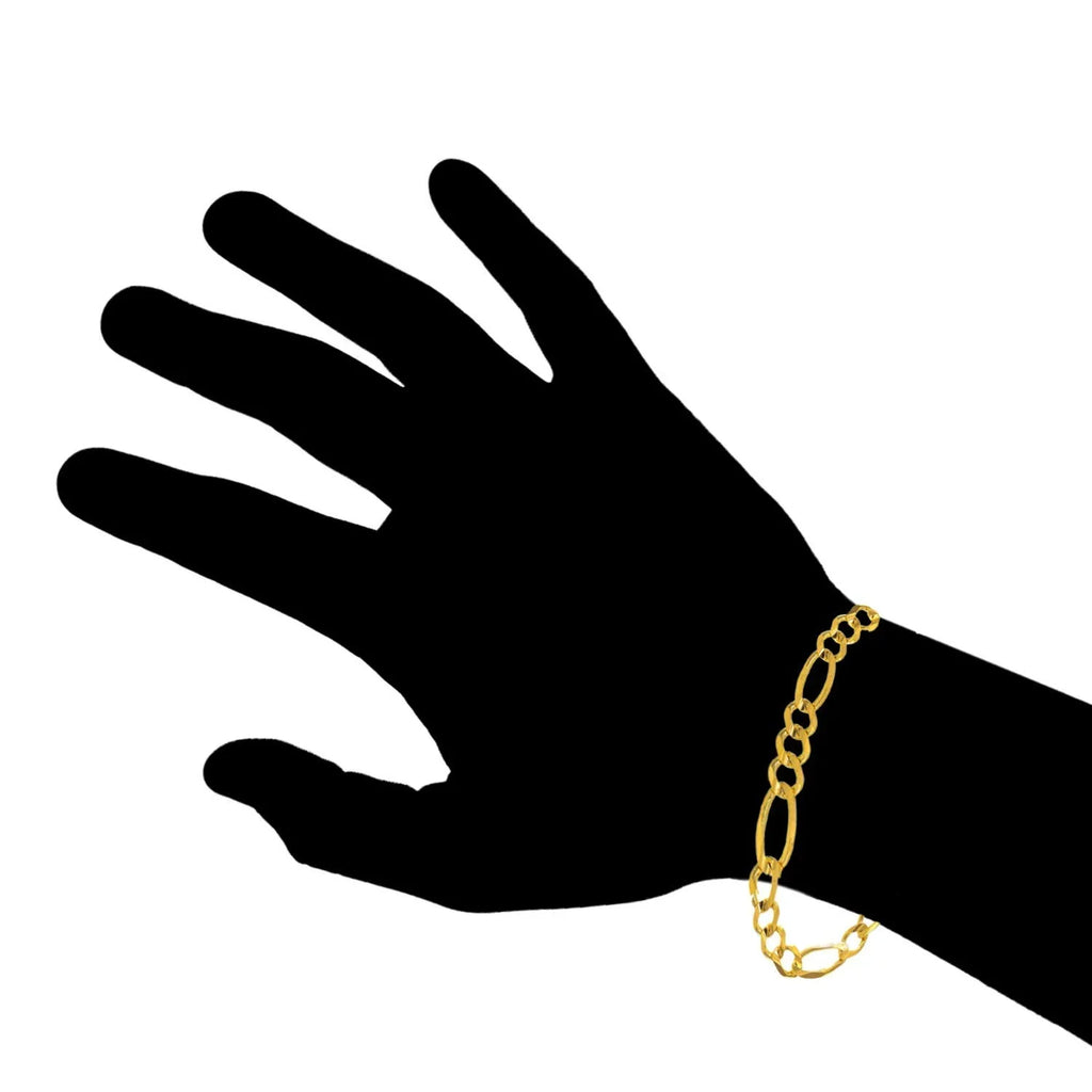 Inches, Bracelet 8.5 7.95 Claw 10k Lobster mm Yellow Gold 12.7gr. Solid Chain Figaro Clasp-