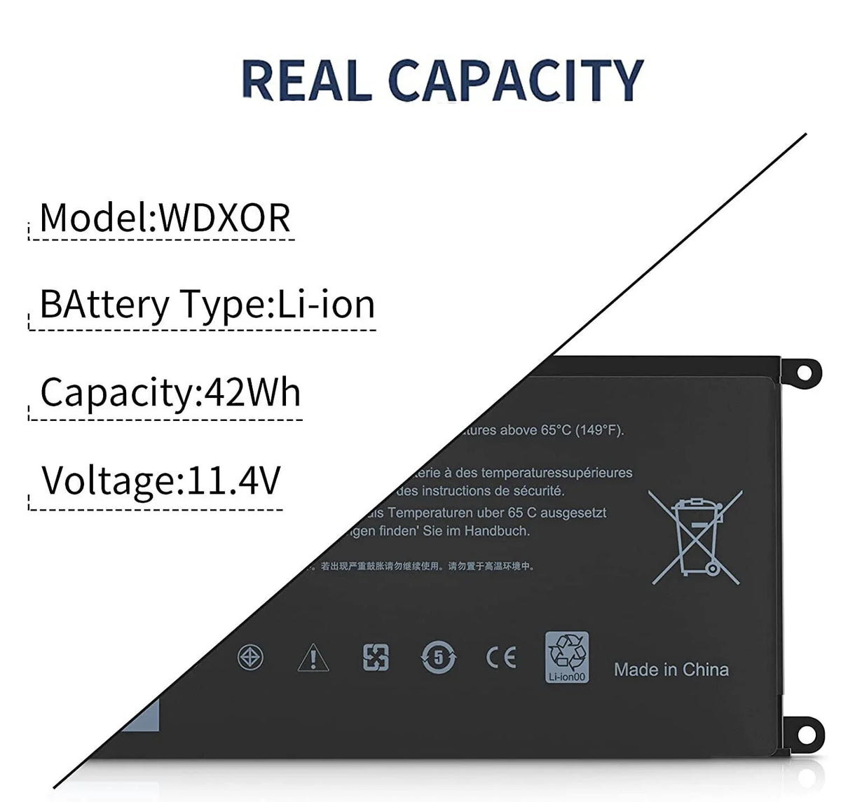 P69G P75F 5568 13 15 7368 DELL WDX0R 5567 WDXOR For Battery Inspiron 7569 5368