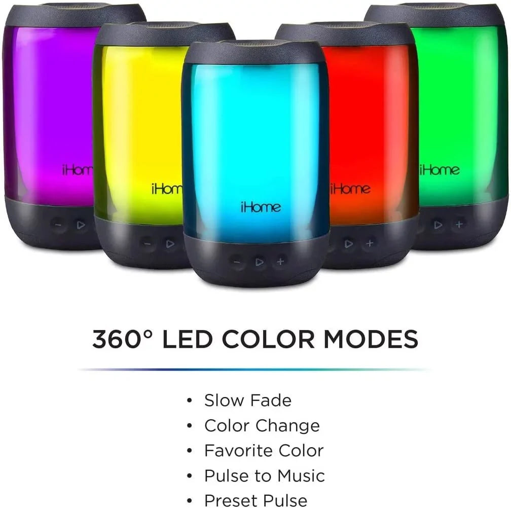 Waterproof iHome Speaker Bluetooth Speaker Lights, Portable Color-Changing with