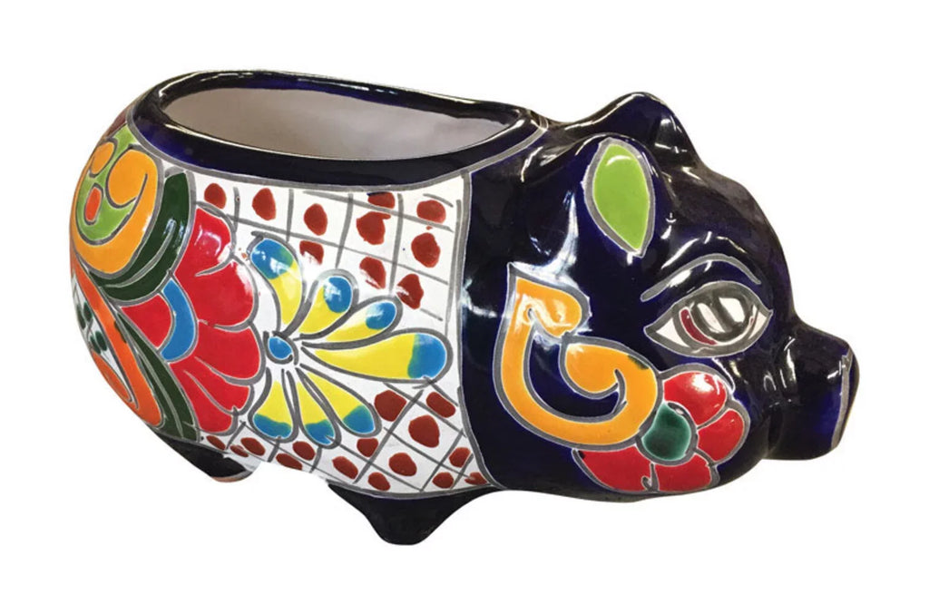 in. Ceramic H Multicolored 9 in. Avera Talavera Products Pig 6 Planter X W