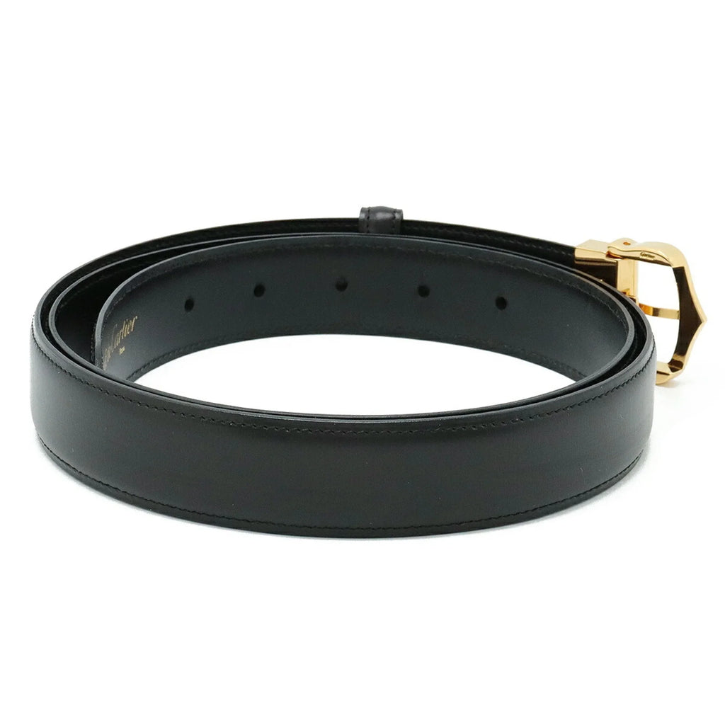 Pre-Owned L5000011 Leather New) (Like Cartier size approx. 109.5cm Black Actual Belt