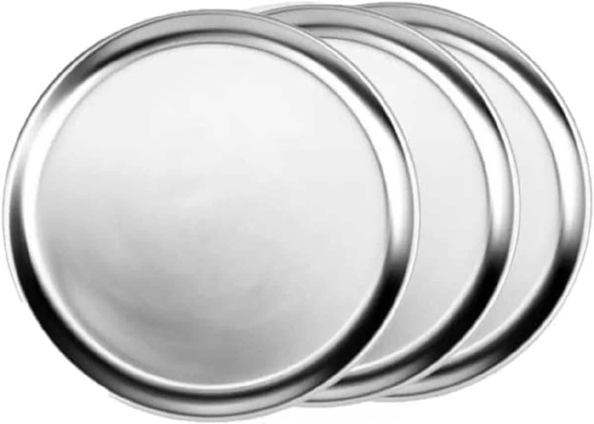 Tray & Aluminum 12” Pan Set Restaurants Round Pizza Bakeware Pizza Tray for 3 Tray Kitchen Wide Home Baking of Pizzeria Baking TrueCraftware- Pan Round Tray Rim- Pizza