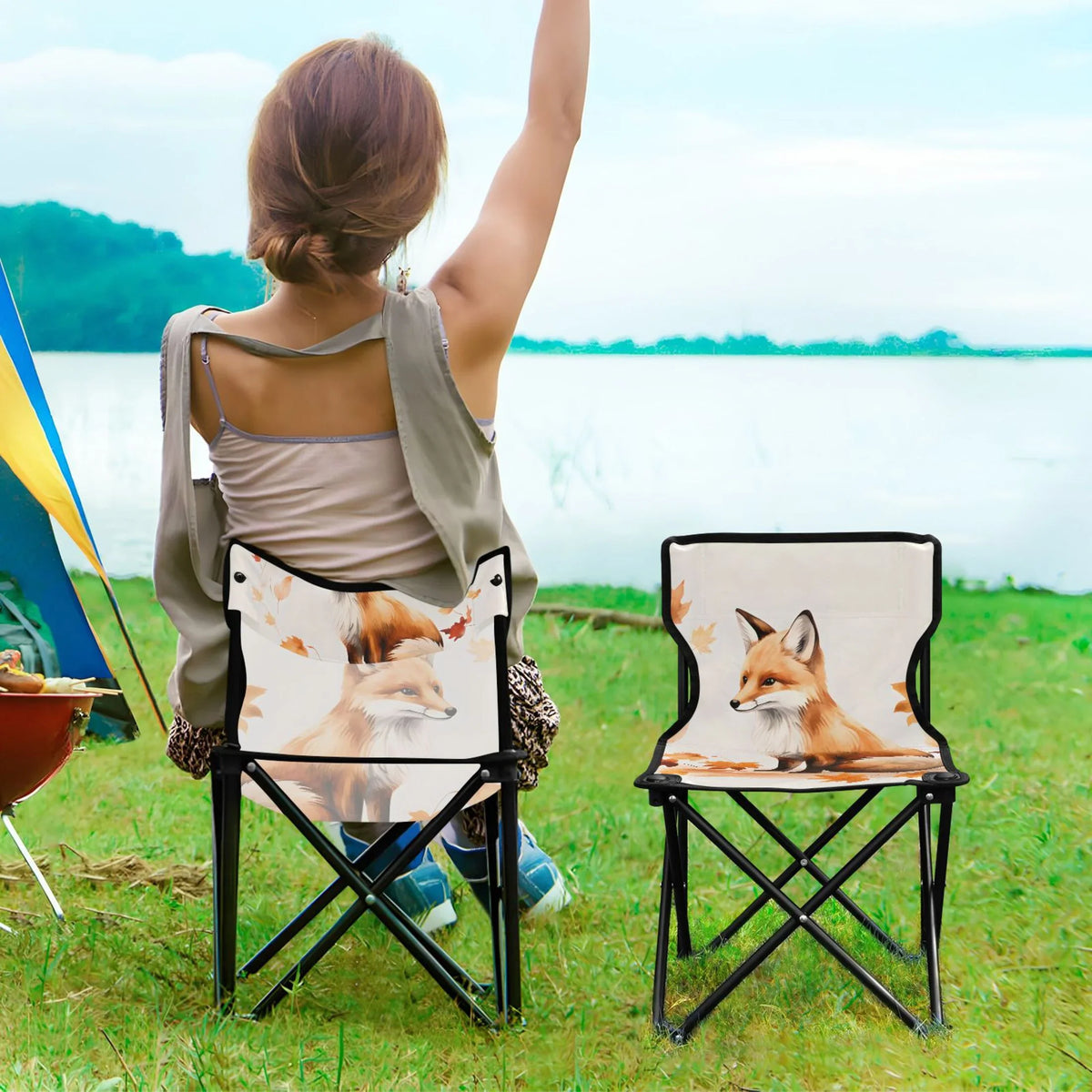 Bag Camping Carry Fishing Fox Outdoor Folding with Leaves Chair Autumn Beach Chair for Chair with Kids Portable Lawn Chair Small